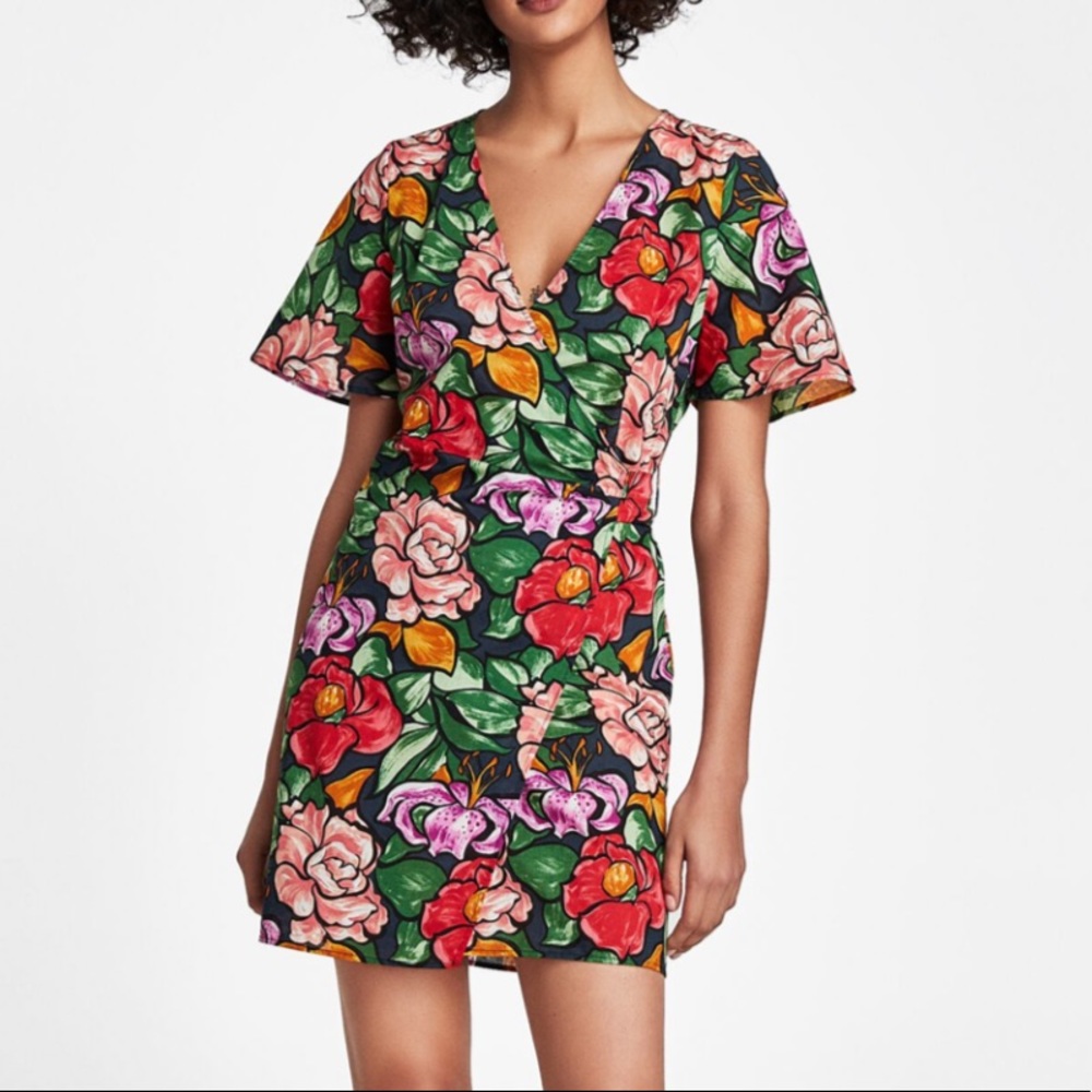 Zara Floral Wrap Dress Coverup